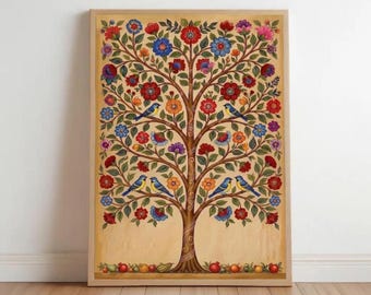 Tree of Life Pichwai Painting – Indian Folk Art Poster Print (Digital Download)