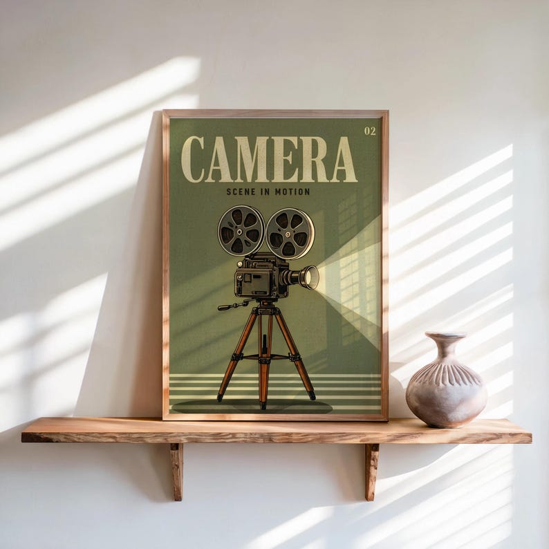 Cinema Wall Art Set of 3, Retro Movie Poster Triptych, Vintage Film Decor, Classic Theater Room Prints, Mid Century Home Theater Posters
