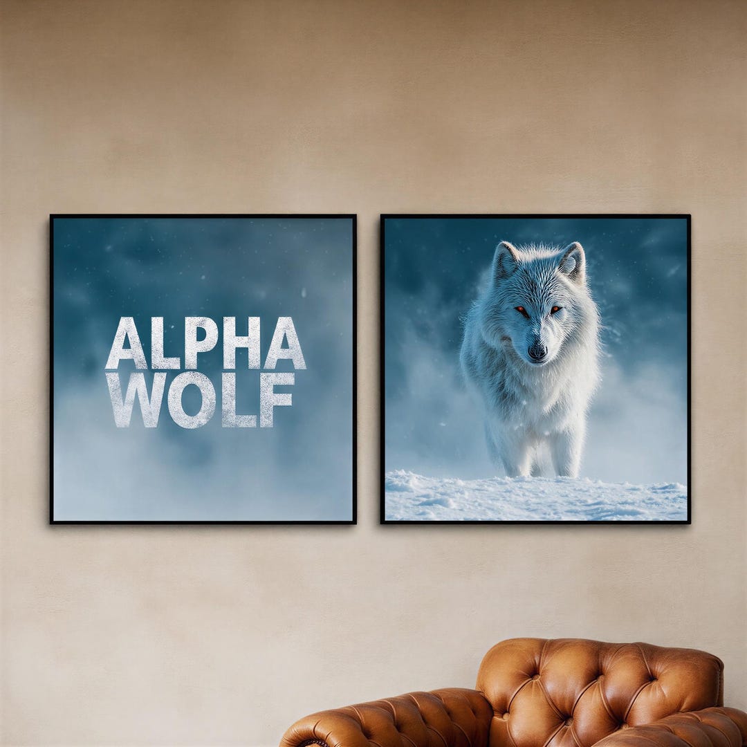Masculine Wall Art Set of 2: Alpha Wolf - Manly Wolf Gifts for Men ...