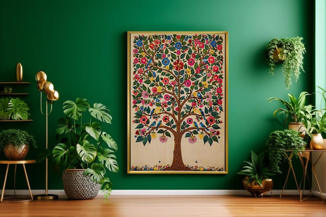 Pichwai Tree of Life Painting - Colorful Indian Folk Art - Blooming ...