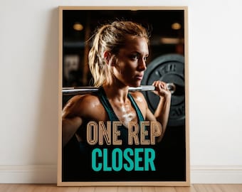 Gym Girl Fitness Motivation Poster Print - Strong Woman Workout Wall Art, Empowering Ladies Home Gym Decor, Printed Training Space Hanging
