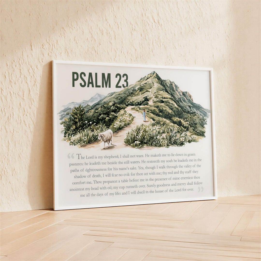 Psalm 23 Print - Watercolor Bible Verse Wall Hanging / Scripture Cards ...