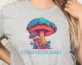 Colorful Fungi Enthusiast Tee, Funny Fall Hobby Shirt, Mushroom Design, Vibrant Psychedelic Design