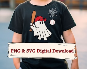 Halloween honkbal SVG, Ghost Boys honkbalspeler direct downloaden, digitaal PNG-bestand