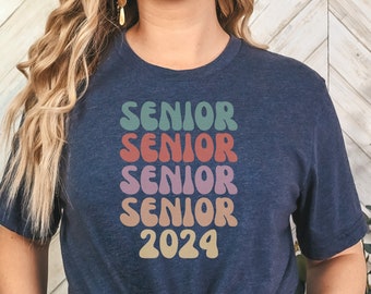 Boho Graduation Shirt, Senior Bubble Letter Shirt, Retro Class of 2024 Graduation Shirt, High School Senior Shirt College Senior Gift
