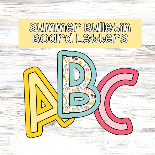 Summer Themed Bulletin Board Letters & Numbers, Digital Download, Elementary Classroom Decor