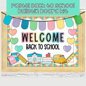 Pastel Welcome Back Bulletin Board Kit, Elementary Classroom, Digital Download, Decor, Back To School, Teaching Door Sign