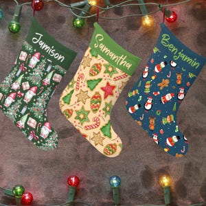 Personalized Christmas Stockings, Classic Retro Vintage Design, Custom Name Xmas Stocking, Holiday Decoration Gift, Family Stocking Set