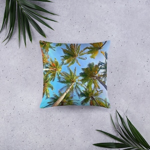 Palm Tree Coastal Theme Throw Pillow