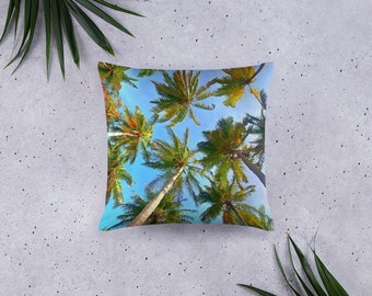 Palm Tree Coastal Theme Throw Pillow