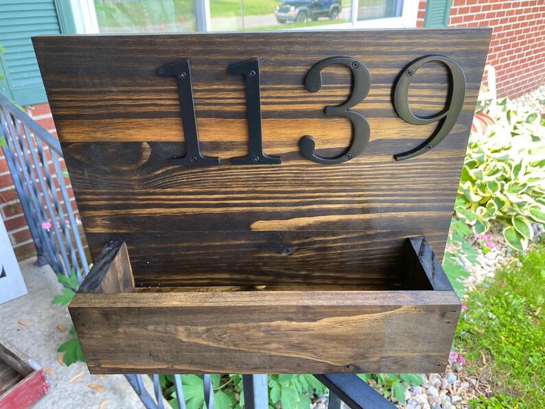 House Number Planter Box Wooden Address Sign Planter Etsy