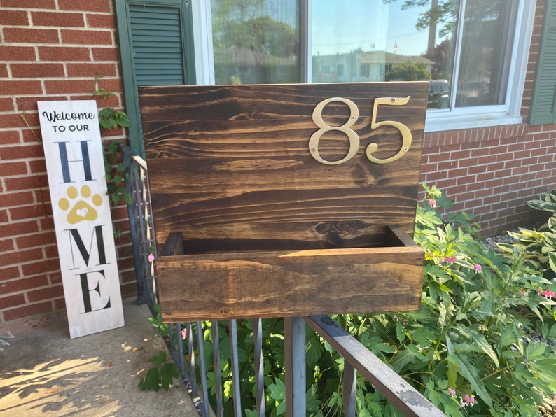 House Number Planter Box Wooden Address Sign Planter Etsy