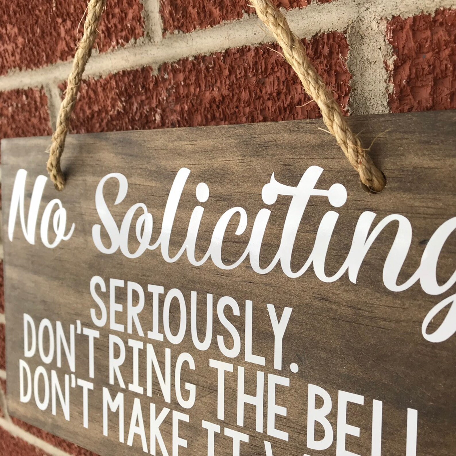 Funny No Soliciting Sign Hanging Wooden Sign Don't Ring - Etsy