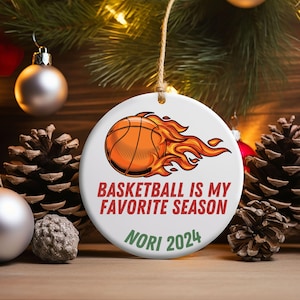 Personalized Basketball Christmas Ornament, Custom Name, Sports Holiday Decor, 2024 Keepsake, Kids Basketball Gift, Team Basketball, Year