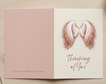 天使の羽のお悔やみカード、印刷可能な弔慰カード、即時ダウンロード、遺族カード、悲しみの贈り物、印刷可能な弔慰カード、追悼カード
