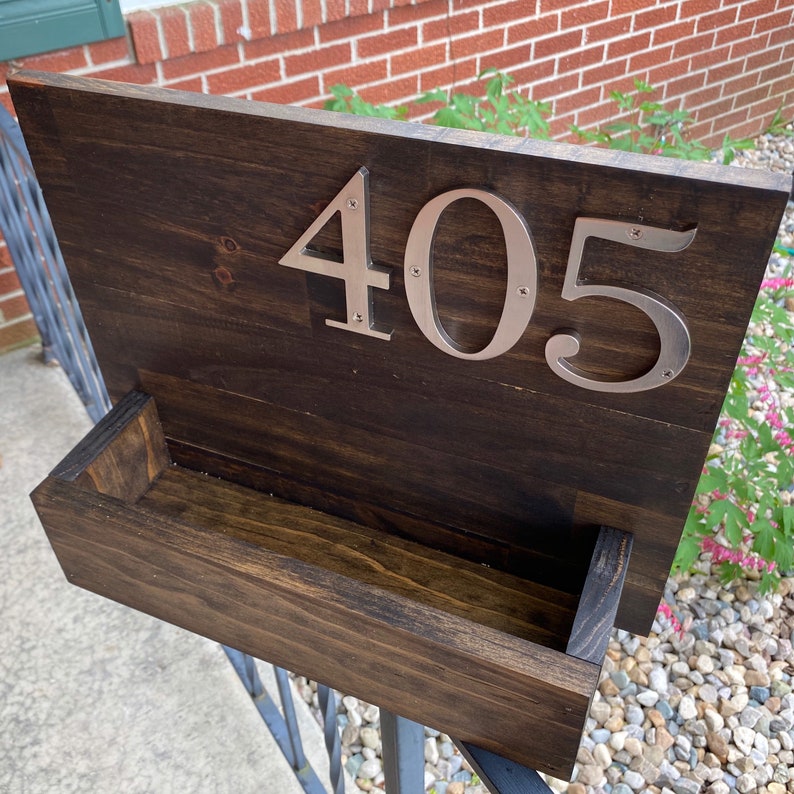 House Number Planter Box Wooden Address Sign Planter Etsy