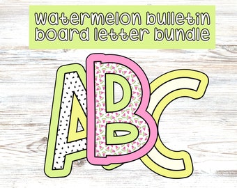 Zomer Bulletin Board Letters & Cijfers Bundel, Watermeloen Zaden, Digitale Download, Elementair Klas Decor, Deur Decoratie