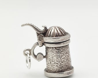 Vintage 925 Sterling Silver Beer Stein Charm German Tankard Pendant Oktoberfest Bracelet Necklace Jewellery Gift