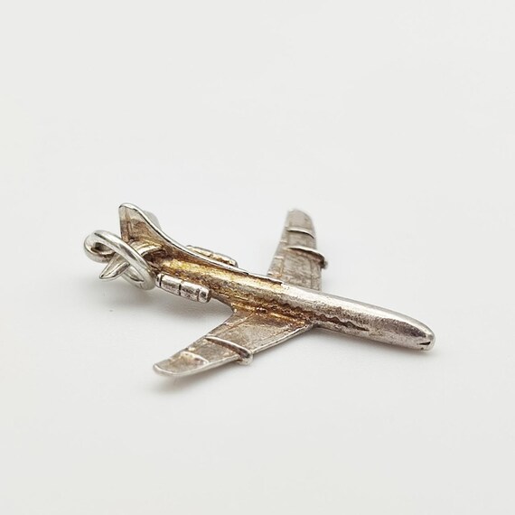 925 Sterling Silver Polished Open bottom Oxidized Jet Fighter Angled Pendant Nec