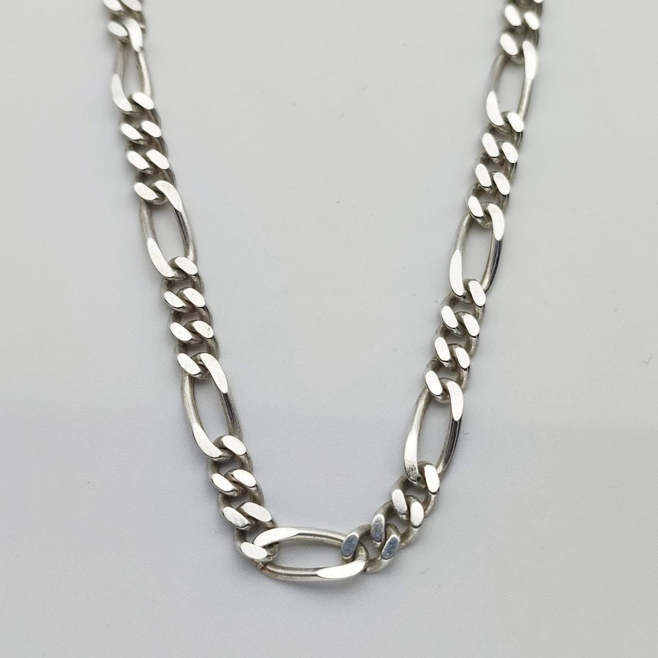 Vintage 925 Sterling Silver Figaro Link Chain Necklace - Etsy