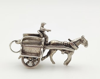 Silver Horse Drawn Carriage Charm, Horse Carriage Charm, Horse