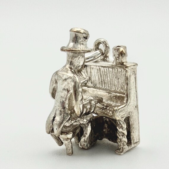 Vintage 925 Sterling Silver Pianist Charm Grand Piano Player Music Lover Pendant Bracelet Necklace Jewellery Gift