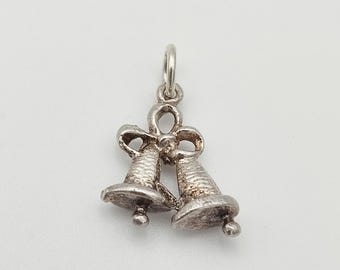 Vintage 925 Sterling Silver Wedding Bell Charm Pendant