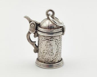 Vintage 925 Sterling Silver Beer Stein Charm German Tankard Pendant Oktoberfest Bracelet Necklace Jewellery Gift