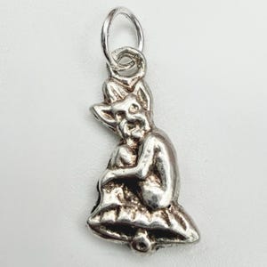 Vintage 925 Sterling Silver Imp Charm Pixie Sprite Pendant Bracelet Charm Mythical Creature Fantasy Jewellery