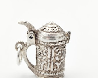 Vintage 925 Sterling Silver Beer Stein Charm Pendant German Tankard Oktoberfest Bracelet Charm Gift