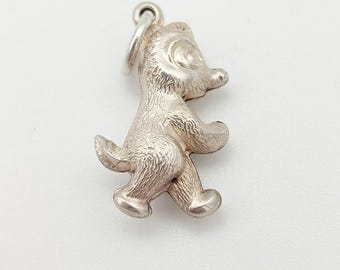 Ciondolo a forma di orsacchiotto in argento sterling 925, stile retrò, bracciale, collana, gioielli, grazioso regalo ricordo
