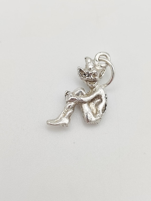 vintage 925 sterling silver pixie imp charm seate… - image 2