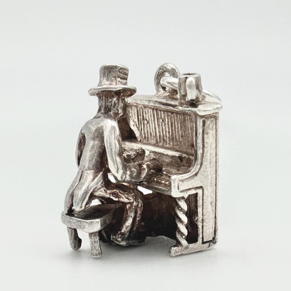 Vintage 925 Sterling Silver Pianist Charm Grand Piano Player Music Lover Pendant Bracelet Necklace Jewellery Gift