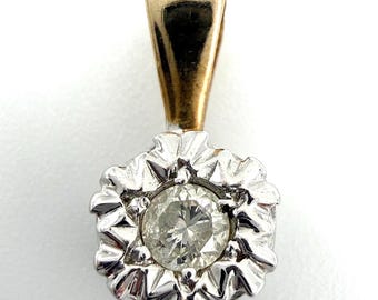 9 kt geel- en witgouden 0,10 kt diamanten hanger fijne vintage sieraden