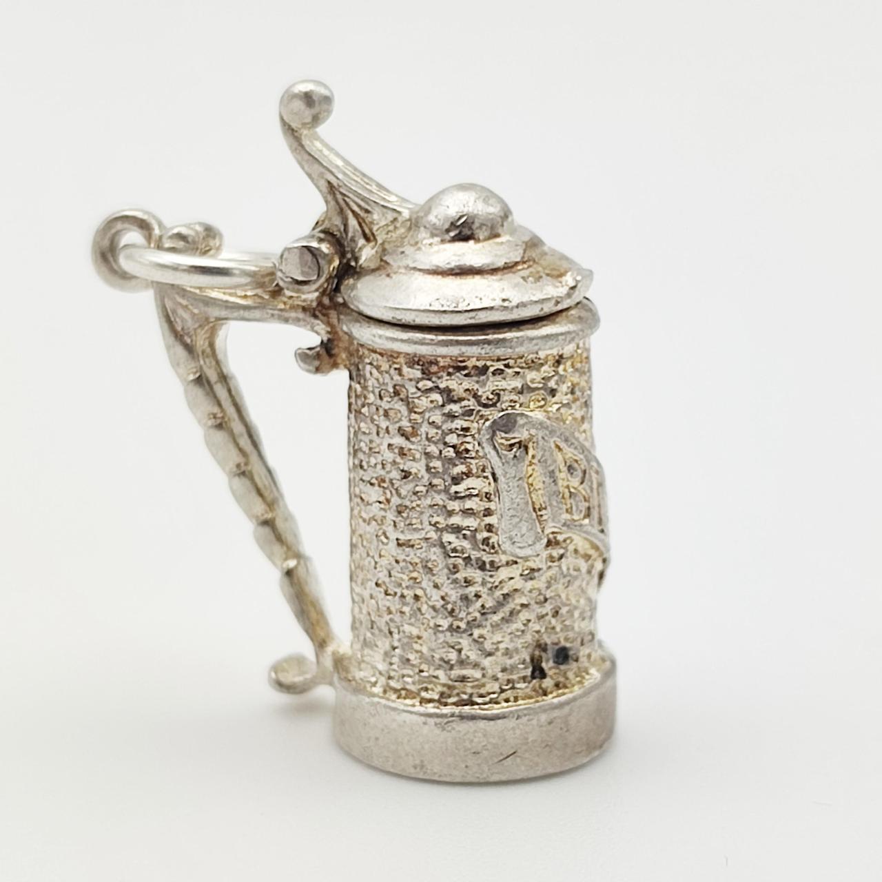 ヴィンテージ 925 スターリングシルバー ビールジョッキ チャーム 
