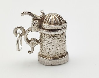 Vintage 925 Sterling Silver Beer Stein Charm German Tankard Pendant Oktoberfest Bracelet Necklace Jewellery Gift
