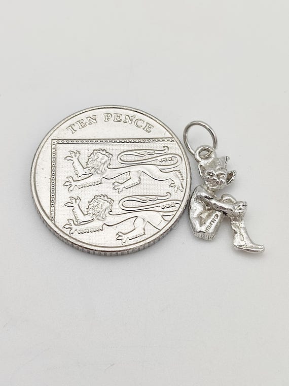 vintage 925 sterling silver pixie imp charm seate… - image 3