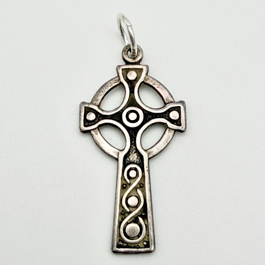 Vintage 925 Sterling Silver Celtic Cross Charm Christian Cross Pendant ...