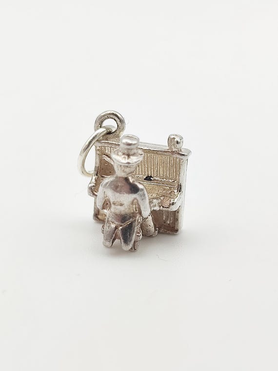 Vintage 925 Sterling Silver Pianist Charm Grand Piano Player Music Lover Pendant Bracelet Necklace Jewellery Gift