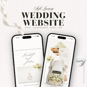 Wedding Website Digital Invitation, Soft Ivory Canva Template with RSVP, Countdown & Maps, Instant Download
