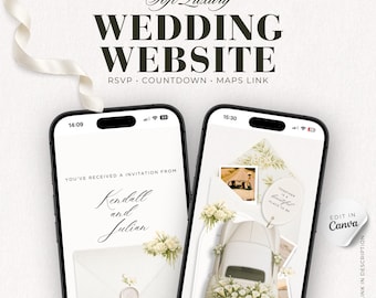 Wedding Website Digital Invitation, Soft Ivory Canva Template with RSVP, Countdown & Maps, Instant Download