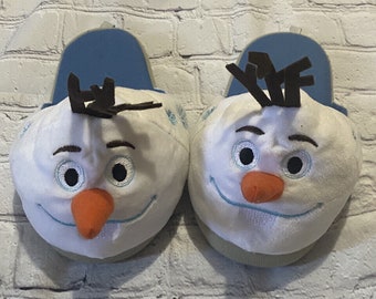 Olaf Snowman Slippers Child Size 3 Medium Blue White Winter