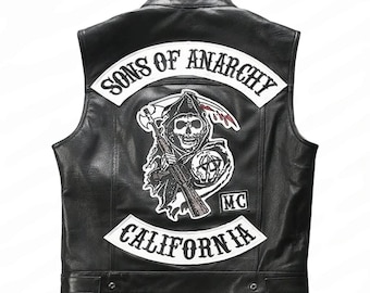 メンズ サンズ・オブ・アナーキー レザーベスト：ジャックス・テラー