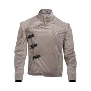 Jason Statham quiltad jacka • Beige jacka med stående krage