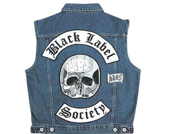 Handmade Black Label Society Denim Vest: Zakk Wylde Inspired