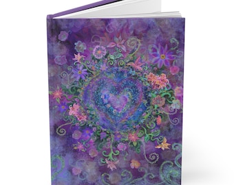 Heart Floral Hardcover Journal, Lined Poetry Notebook