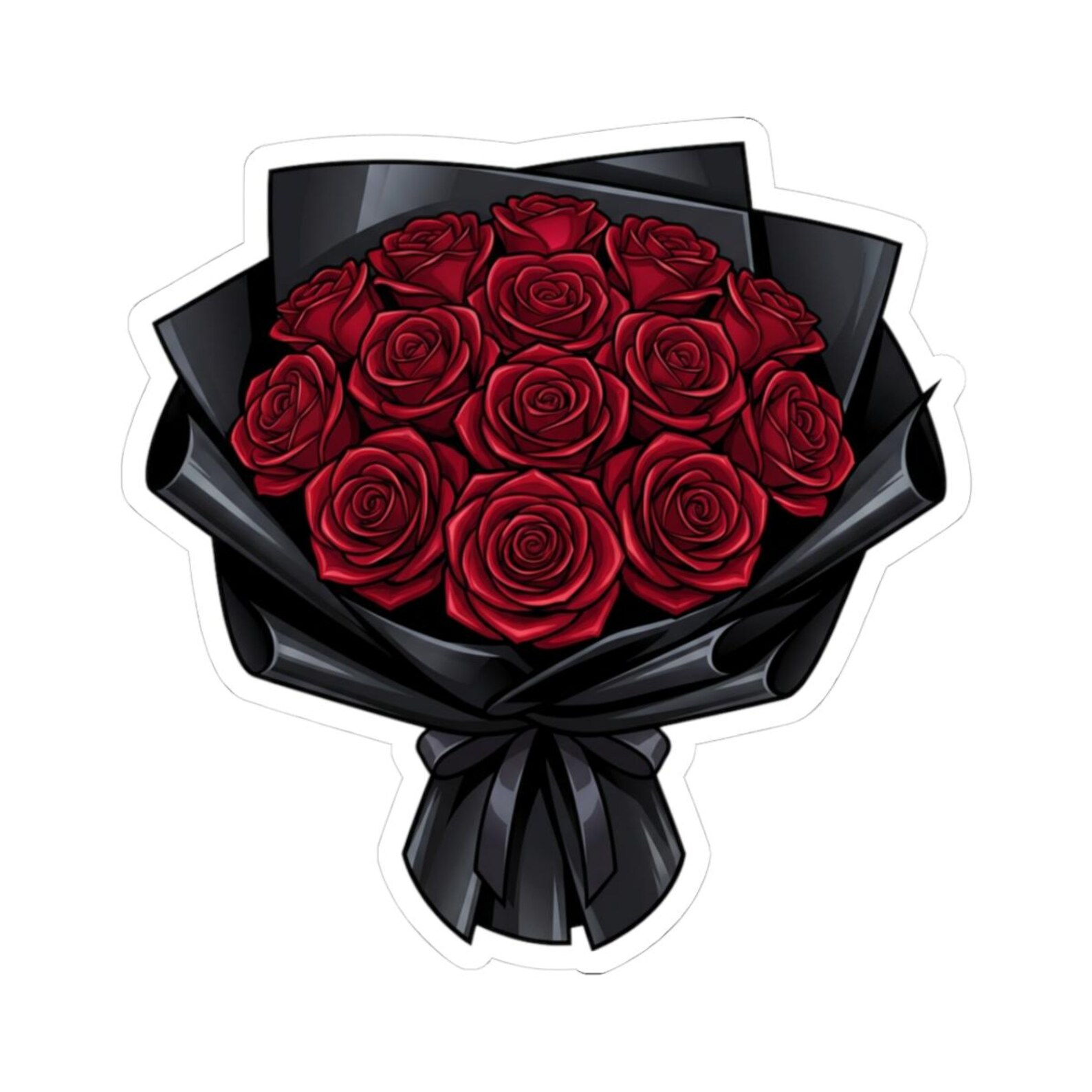 Deep Red Rose Bouquet Sticker | Romantic Dark Flower Art - Etsy
