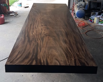 Handcrafted Golden Acacia Dining Table - 11' Single Slab, Custom Legs