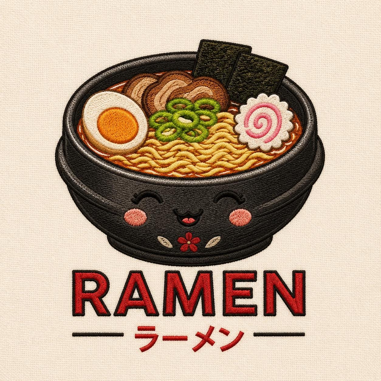 Cute Ramen Pattern Cute Ramen Embroidery Design File, Kawaii Japanese Food Machine ...