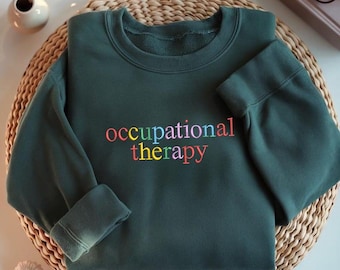 Diseño de bordado de terapia ocupacional, archivo digital de terapeuta ocupacional, patrón de bordado de camiseta de terapeuta ocupacional arcoíris, bordado a máquina